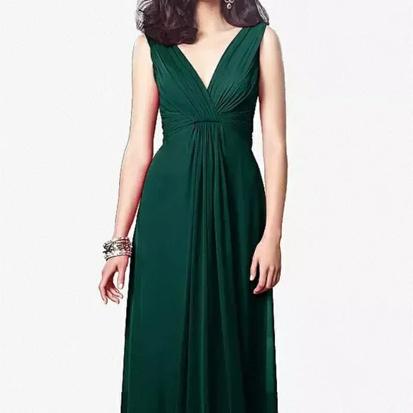Thread Bridesmaid | Dresses | Draped Vneck Shirred Chiffon Maxi  Dressth3evergreensize 8 Longnwt